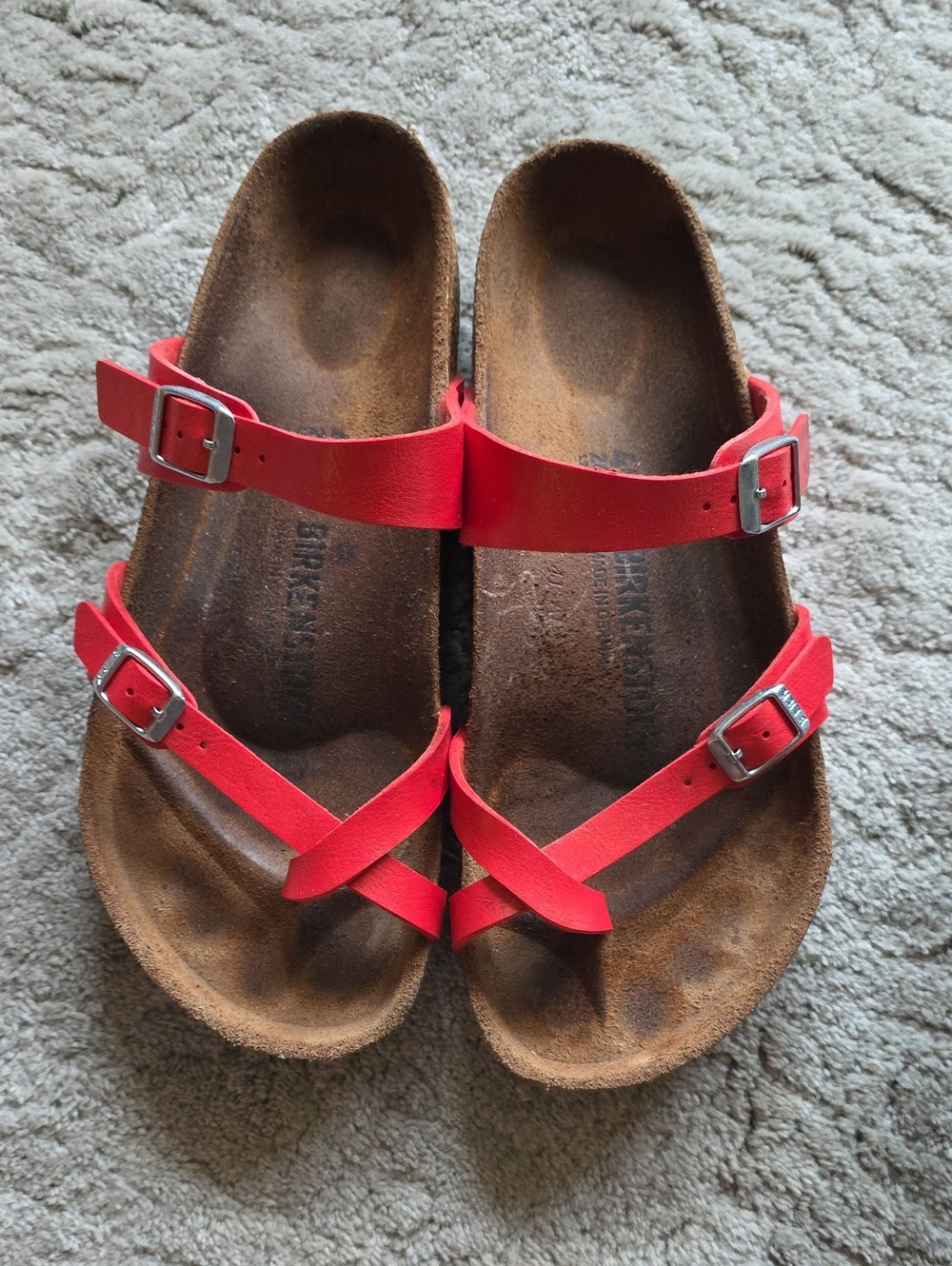 Birkenstock Kids Bright Red Strappy Two-Buckle Sandals